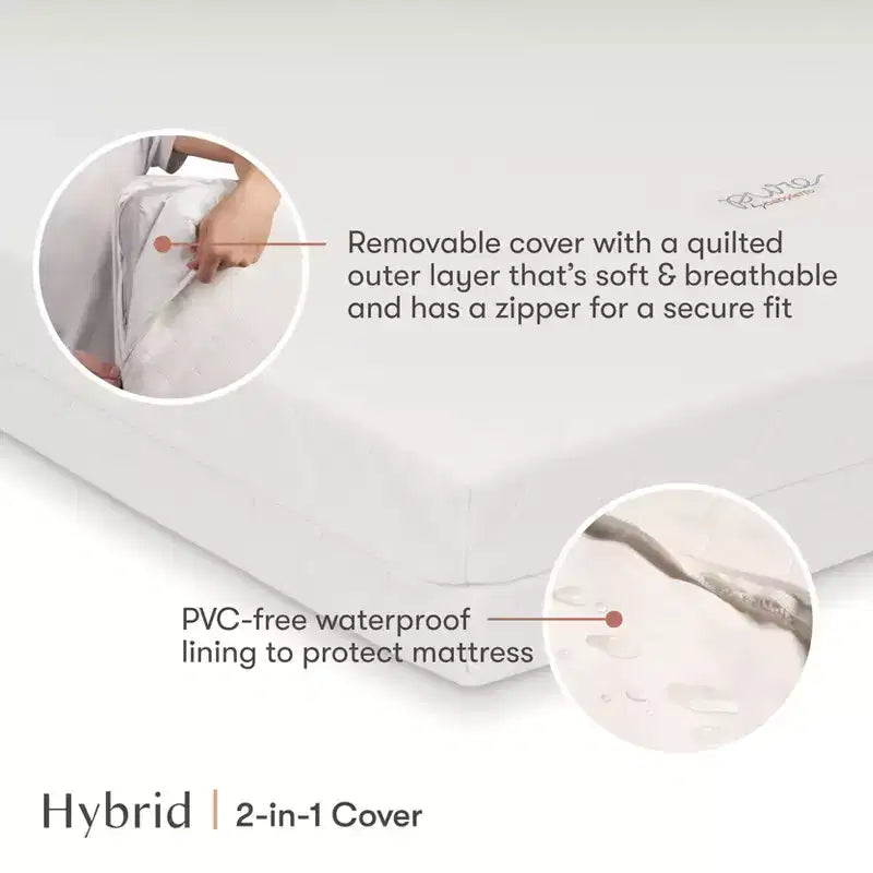 Colchón Babyletto Pure Core para cuna tipo Midi de 4" con funda acolchada híbrida impermeable: firmeza media, 100% algodón orgánico, transpirable, espuma