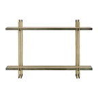 Danya B. 32.3" x 22" 2 Tier Metal and Wood Hanging Bracket Wall Mounted Shelf Gold: Floating Storage, Bathroom Display