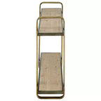 Danya B. 32.3" x 22" Estante de pared de metal y madera de 2 niveles con soportes, dorado: Almacenamiento flotante, exhibición para baño