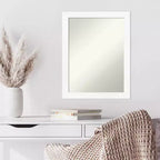 Espejo de pared estrecho blanco para gabinete sin bisel de 21" x 27" - Amanti Art: Rectangular moderno, marco de poliestireno