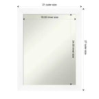 Espejo de pared estrecho blanco para gabinete sin bisel de 21" x 27" - Amanti Art: Rectangular moderno, marco de poliestireno
