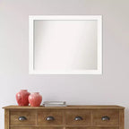 Espejo de pared estrecho blanco para gabinete, sin bisel, de 31 x 25 pulgadas - Amanti Art