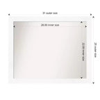 Espejo de pared estrecho blanco para gabinete, sin bisel, de 31 x 25 pulgadas - Amanti Art