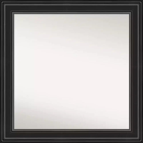 32" x 32" Non-Beveled Ridge Black Bathroom Wall Mirror - Amanti Art