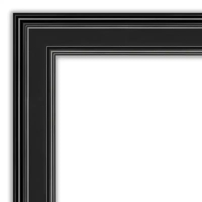 Espejo de pared de baño negro Amanti Art de 32" x 32" con borde sin bisel