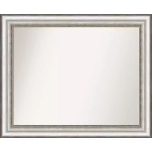 33" x 27" Non-Beveled Salon Silver Bathroom Wall Mirror - Amanti Art: Modern Rectangle, Includes Mounting Hardware
