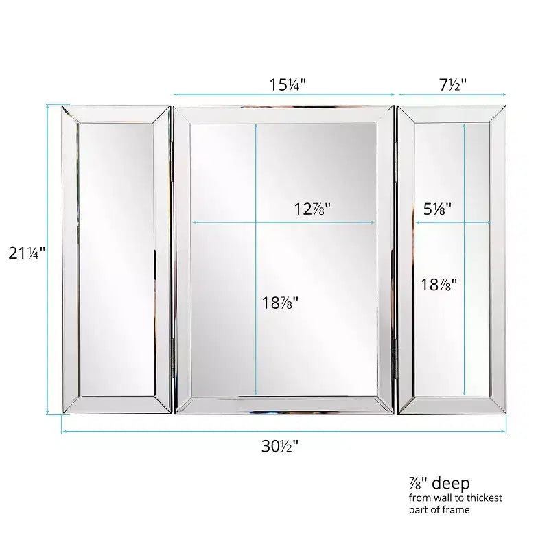 Espejo de baño rectangular Howard Elliott Trípoli transparente: moderno, independiente, de cristal, no requiere montaje