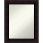 24" x 30" Non-Beveled Portico Espresso Wood Wall Mirror - Amanti Art: Modern Rectangular Vanity, Includes Mount Hardware