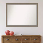 Espejo de pared estrecho sin bisel para baño Eva, de 41" x 30" (marrón) - Amanti Art: Rectangular, marco de poliestireno, montado en la pared