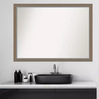 Espejo de pared estrecho sin bisel para baño Eva, de 41" x 30" (marrón) - Amanti Art: Rectangular, marco de poliestireno, montado en la pared