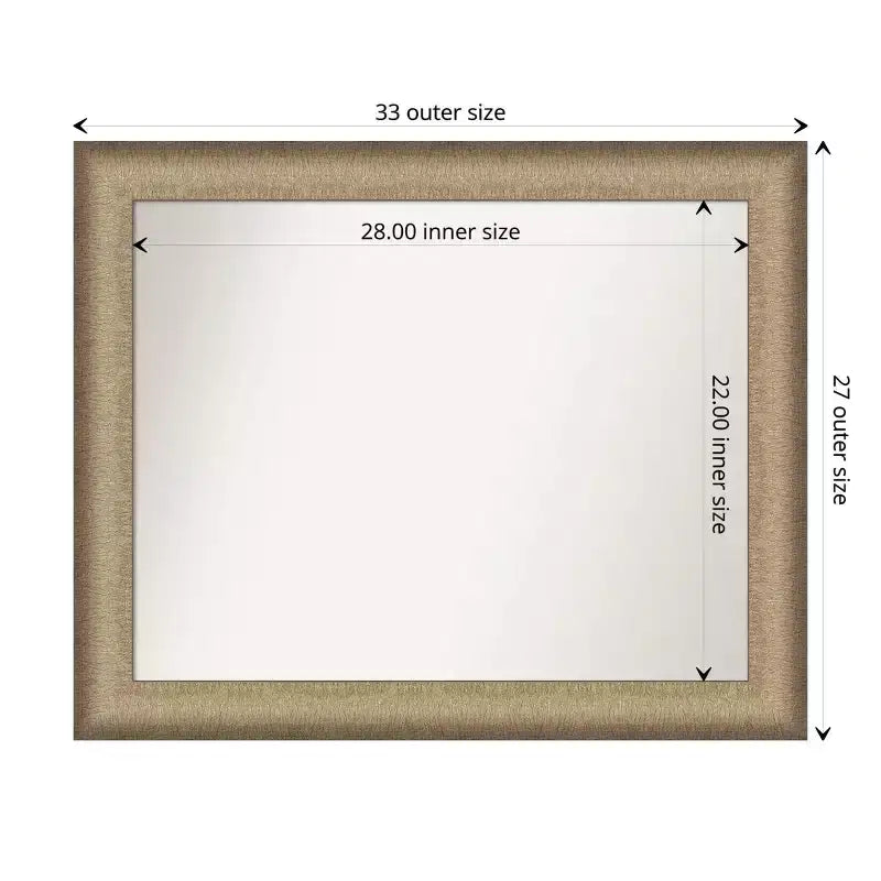 Espejo de pared elegante para baño de 33" x 27" en bronce cepillado - Amanti Art: marco de poliestireno, montaje en pared