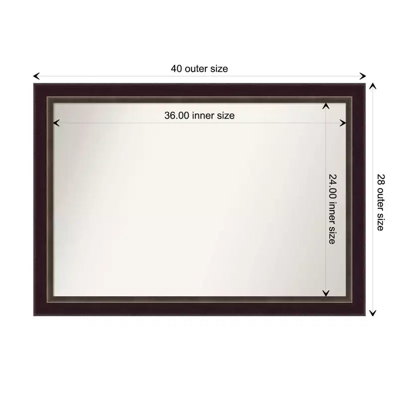 Espejo de pared de baño de madera bronce Signore sin bisel de 40" x 28" - Amanti Art: Incluye accesorios de montaje, soporte de pared