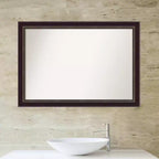 Espejo de pared de baño de madera bronce Signore sin bisel de 40" x 28" - Amanti Art: Incluye accesorios de montaje, soporte de pared