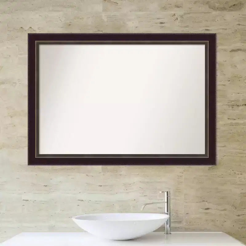 Espejo de pared de baño de madera bronce Signore sin bisel de 40" x 28" - Amanti Art: Incluye accesorios de montaje, soporte de pared
