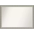 39" x 27" Non-Beveled Elegant Brushed Pewter Narrow Wall Mirror - Amanti Art
