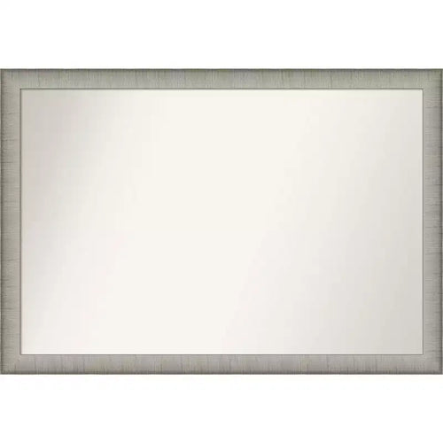 39" x 27" Non-Beveled Elegant Brushed Pewter Narrow Wall Mirror - Amanti Art