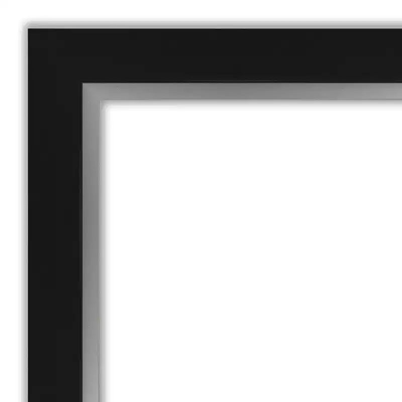 Espejo de pared de baño Eva no biselado de 42" x 30" negro - Amanti Art: Rectangular moderno, montado en la pared