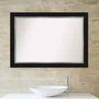 Espejo de pared de baño Eva no biselado de 42" x 30" negro - Amanti Art: Rectangular moderno, montado en la pared