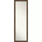 17" x 51" Regis Narrow Framed Full Length Mirror, Light Brown - Amanti Art: Door/Wall Mount, Wood Frame