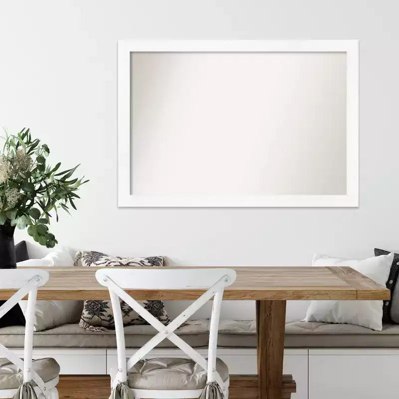 Espejo de pared estrecho blanco para gabinete sin bisel de 39" x 27" - Amanti Art: estilo moderno, marco de poliestireno, incluye accesorios de montaje