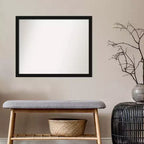 Espejo de pared de baño estrecho Avon negro sin bisel de 30" x 24" - Amanti Art: Incluye accesorios de montaje, marco de poliestireno