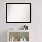 Espejo de pared de baño estrecho Avon negro sin bisel de 30" x 24" - Amanti Art: Incluye accesorios de montaje, marco de poliestireno