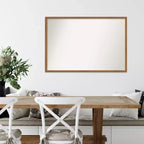 Espejo de pared de madera estrecho Carlisle Blonde de 37" x 25" sin bisel - Amanti Art: espejo de madera rectangular moderno con accesorios de montaje