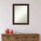 Espejo de pared de baño estrecho de bronce jaspeado William de 22" x 28" sin bisel - Amanti Art: Rectangular, marco de poliestireno, montado en la pared