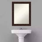 Espejo de pared de baño estrecho de bronce jaspeado William de 22" x 28" sin bisel - Amanti Art: Rectangular, marco de poliestireno, montado en la pared