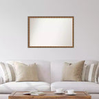 Espejo de pared de madera de bronce antiguo de 38 x 26 pulgadas sin bisel - Amanti Art: Rectangular, incluye accesorios de montaje