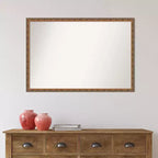 Espejo de pared de madera de bronce antiguo de 38 x 26 pulgadas sin bisel - Amanti Art: Rectangular, incluye accesorios de montaje