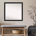 Espejo de pared estrecho negro plateado Eva sin bisel de 29" x 29" - Amanti Art