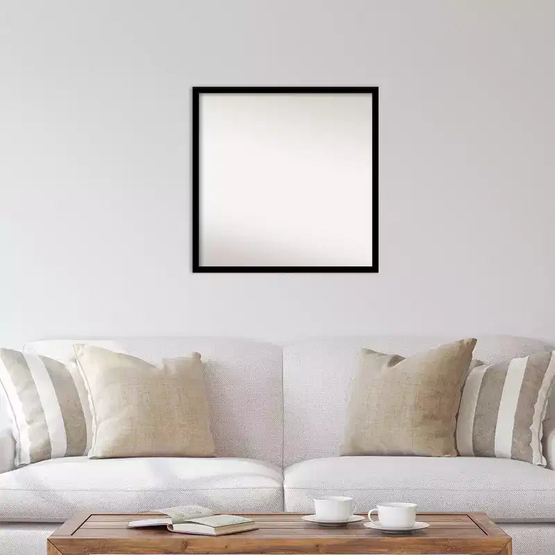 Espejo de pared negro azabache de 28" x 28" sin biselado - Amanti Art