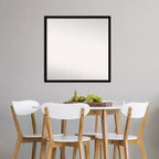 Espejo de pared negro azabache de 28" x 28" sin biselado - Amanti Art