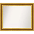 34" x 28" Non-Beveled Parlor Bathroom Wall Mirror Gold - Amanti Art