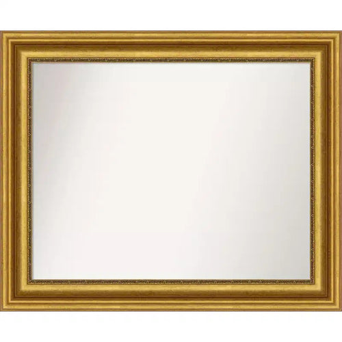 34" x 28" Non-Beveled Parlor Bathroom Wall Mirror Gold - Amanti Art