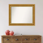 Espejo de pared de baño dorado sin bisel de 34 x 28 pulgadas - Amanti Art