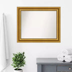 Espejo de pared de baño dorado sin bisel de 34 x 28 pulgadas - Amanti Art