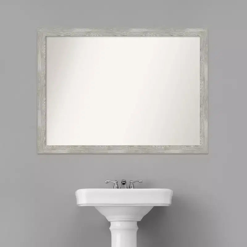 Espejo de pared de baño estrecho Paloma sin bisel de 42" x 31" en gris lavado - Amanti Art: montado en la pared, marco de poliestireno