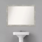 Espejo de pared de baño estrecho Paloma sin bisel de 42" x 31" en gris lavado - Amanti Art: montado en la pared, marco de poliestireno