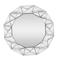 Olivia & May Glam Wood Starburst Wall Mirror Silver: Large Round, No Assembly, MDF Frame