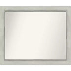 32" x 26" Flair Silver Patina Wall Mirror: Modern Rectangle, Includes Mounting Hardware - Amanti Art