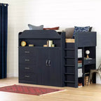 Cama alta South Shore Twin Asten Kids' con escritorio, arándano