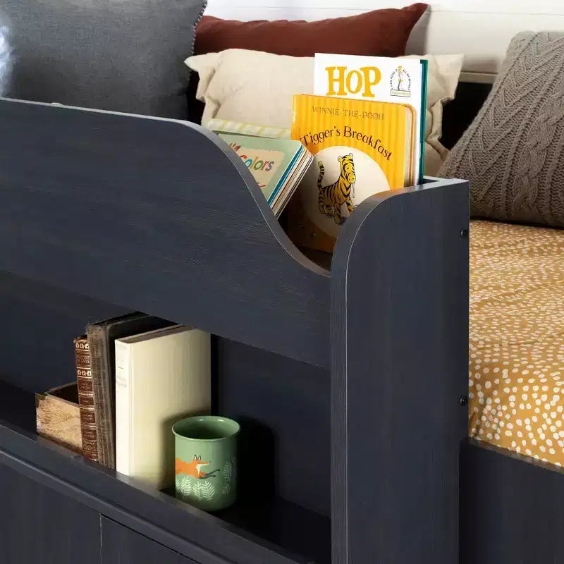 Cama alta South Shore Twin Asten Kids' con escritorio, arándano