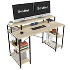 Bestier - Escritorios de computadora de 55 pulgadas con estantería reversible, escritorio de pie para oficina en casa/estudio/juegos