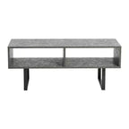 Mesa de centro Jamestown con compartimentos de almacenamiento rectangulares de hormigón rústico pizarra y metal negro