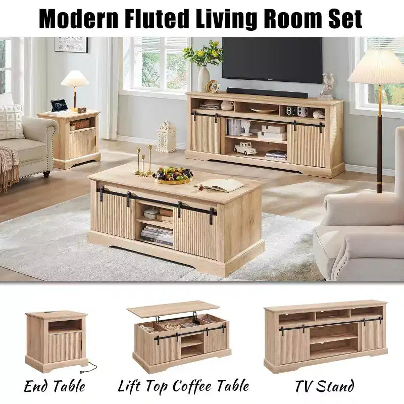 Mueble de TV de 70 pulgadas para televisores de 80 pulgadas con puerta corredera y estante ajustable para sala de estar