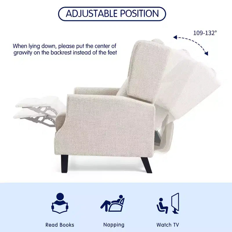 Sillón reclinable manual con respaldo y orejeras Subrtex, tapizado moderno