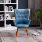 Sillón decorativo Doarnin de terciopelo sedoso contemporáneo con respaldo de botones de Roundhill Furniture, azul