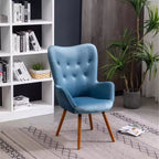 Sillón decorativo Doarnin de terciopelo sedoso contemporáneo con respaldo de botones de Roundhill Furniture, azul